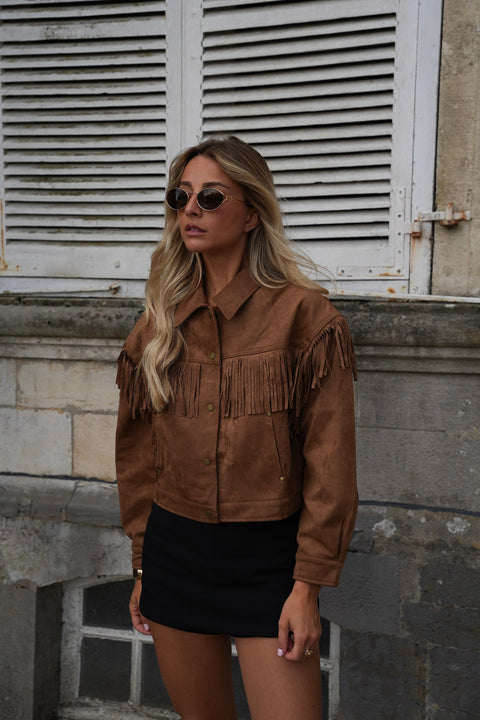 Cassidy camel - Veste à franges