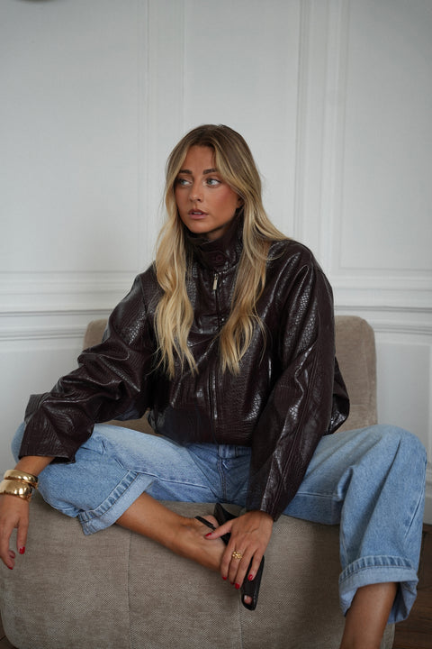 Loreen prune - Veste similicuir