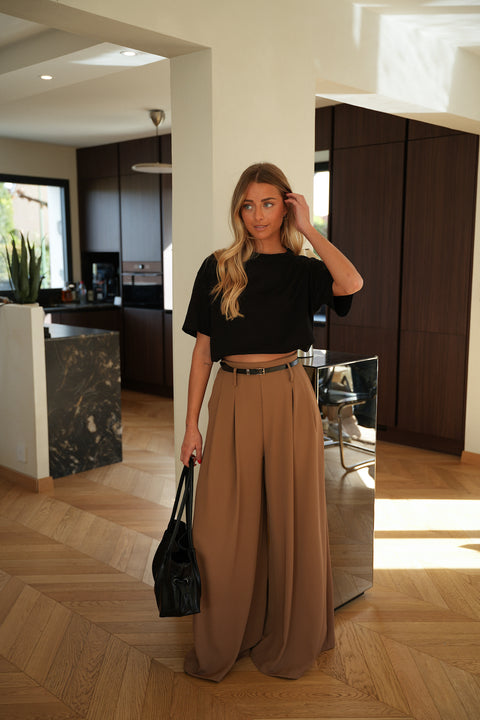 Inna camel - Pantalon fluide