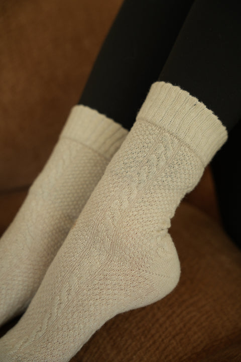 Gina crème - Chaussettes torsadées