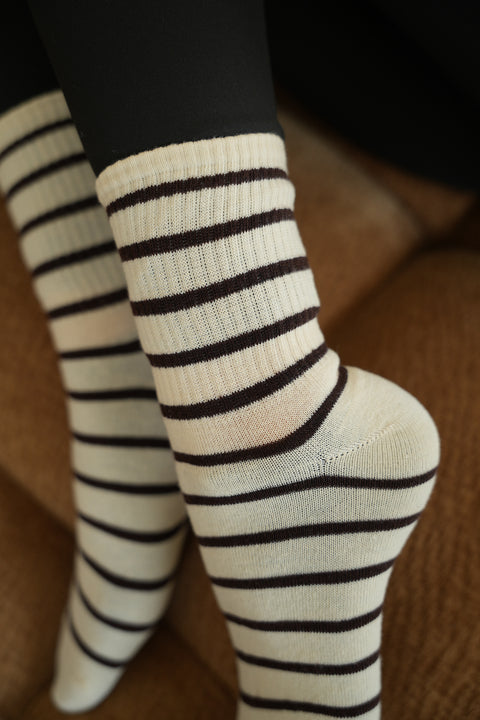 Liam crèmes - Chaussettes rayées