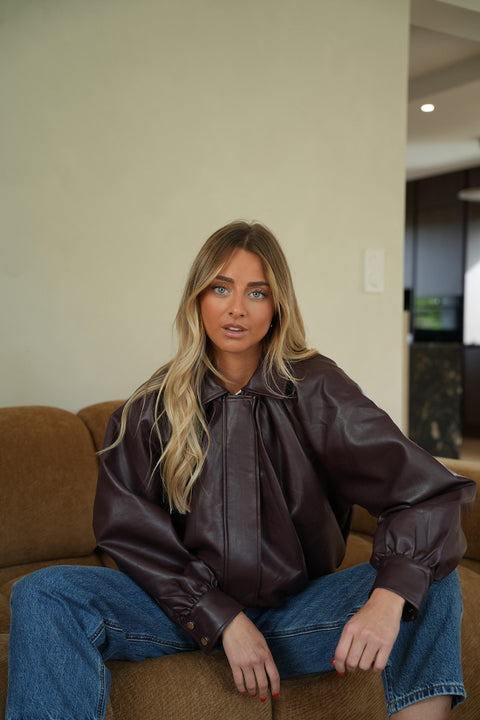 Opale prune - Veste en similicuir