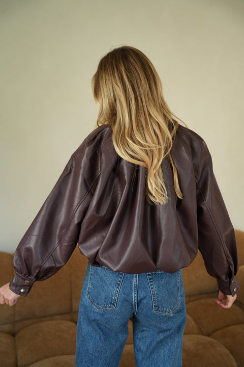 Opale prune - Veste en similicuir