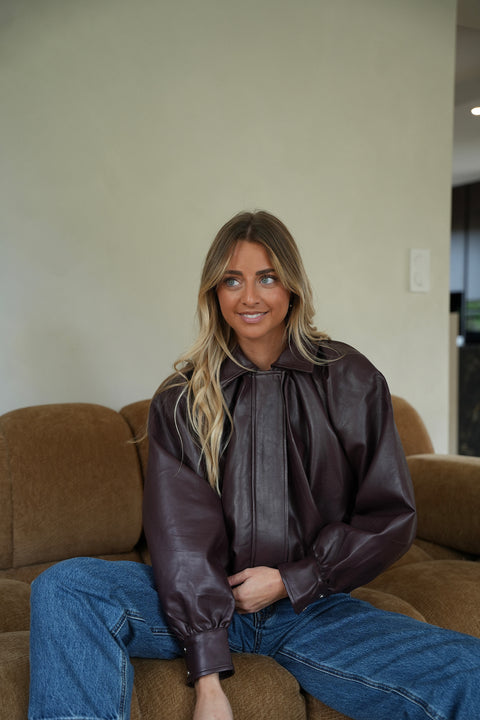Opale prune - Veste en similicuir