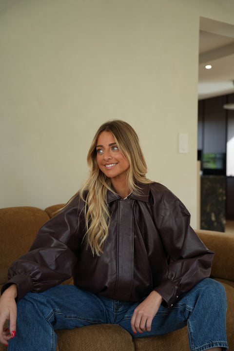 Opale prune - Veste en similicuir