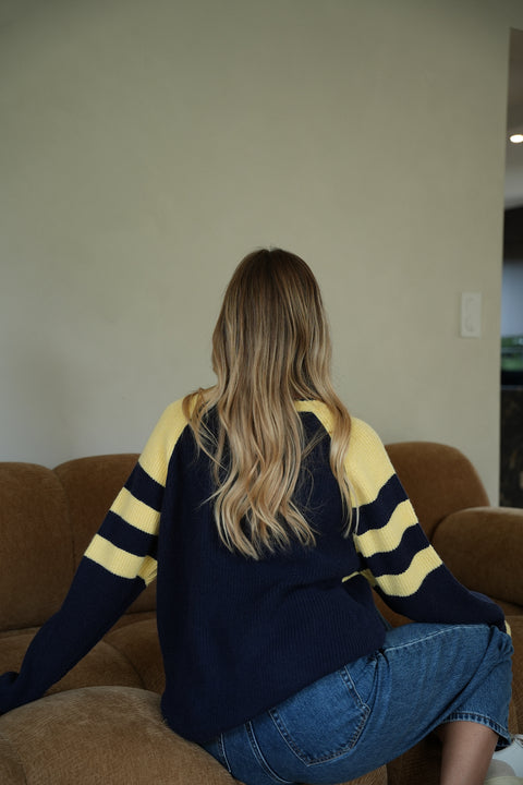 Livie marine - Pull imprimé