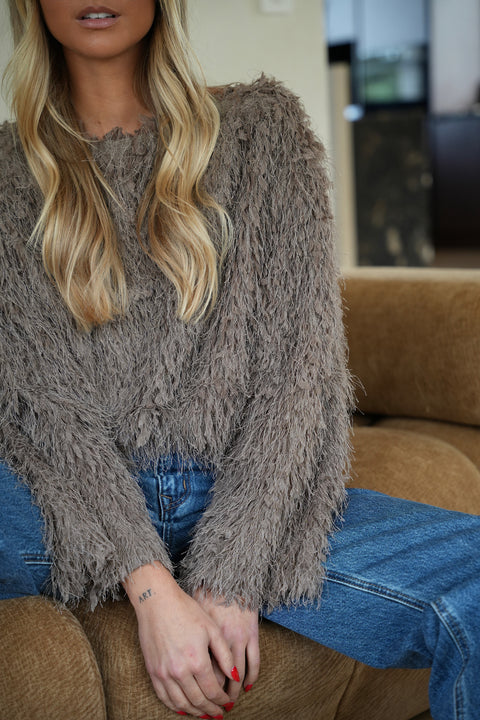 Greta taupe - Blouse plumes