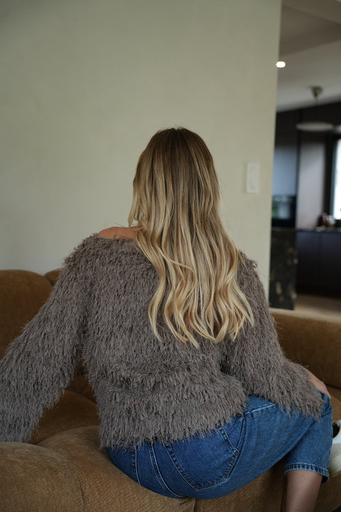 Greta taupe - Blouse plumes