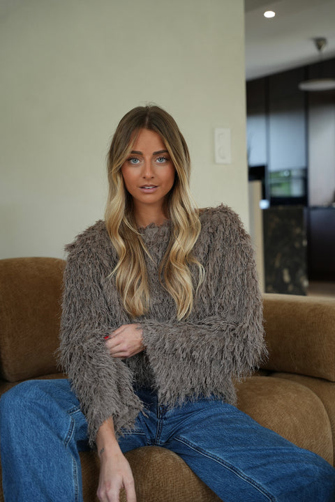Greta taupe - Blouse plumes