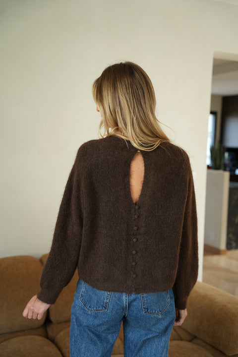 Maelys chocolat - Pull ajouré