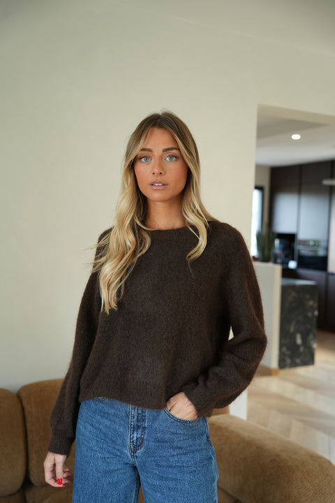 Maelys chocolat - Pull ajouré